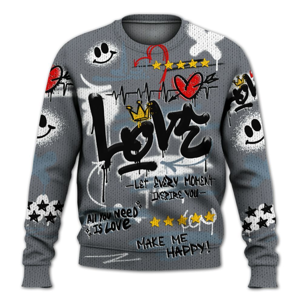 Knitted Sweater To Match Air Max DN Silver Bullet - Happy Love Beats Graffiti Streetwear