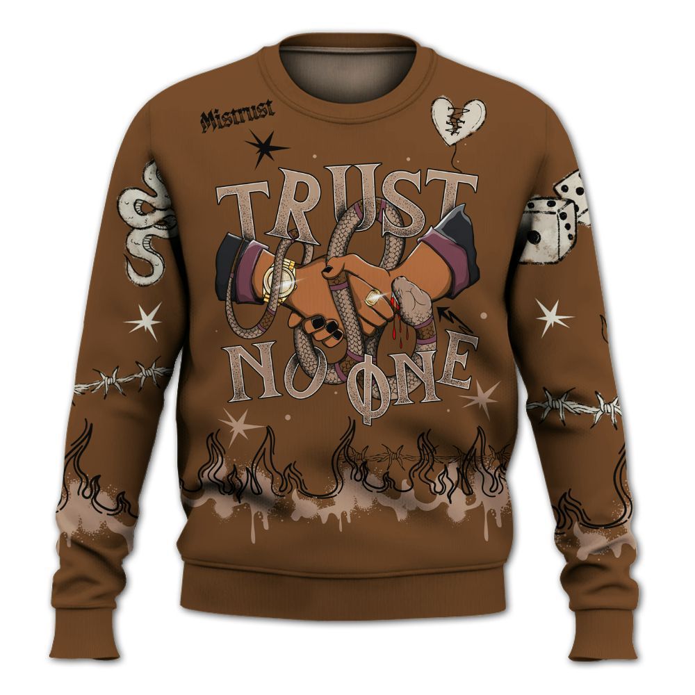 Sweatshirt To Match Archaeo Brown 3s - Trust No One Snake-Bite Doodle Crayon All Over Print