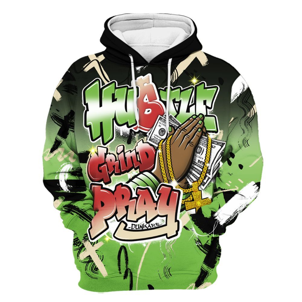 Hoodie To Match Air Max Waffle SP Action Green - Money Hustle Grind Pray All Over Print