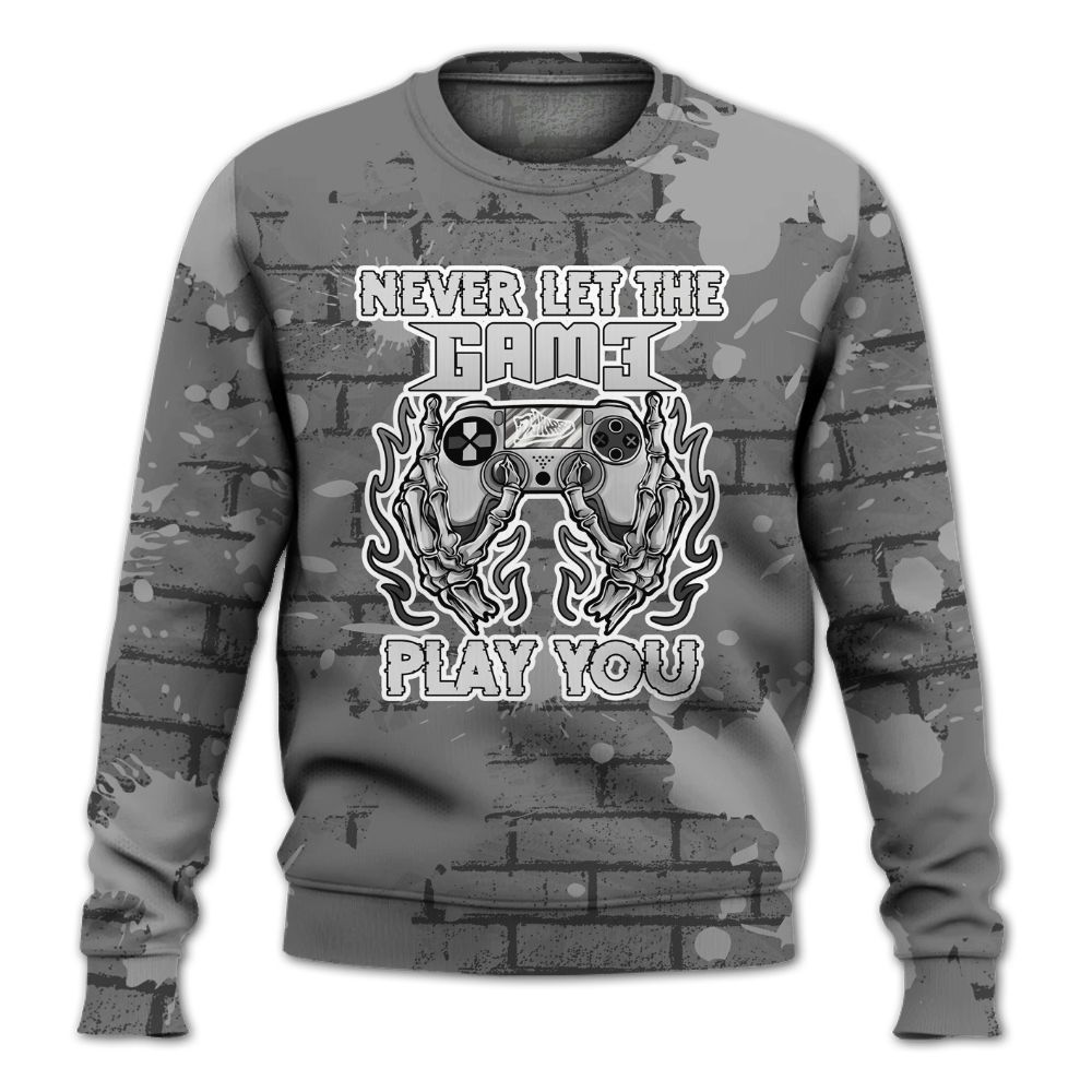 Sweatshirt To Match Black Wolf Grey 12s - PlayGame Skull Brick All Over Print