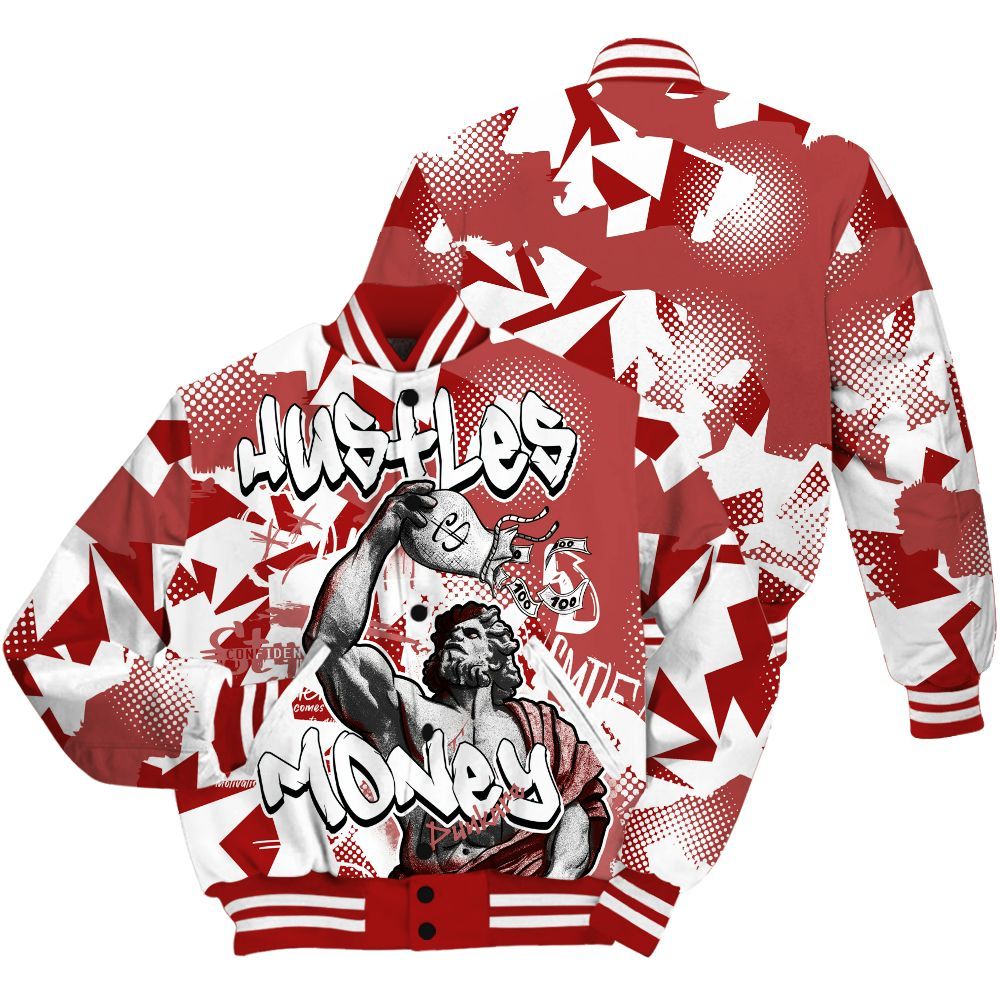 Varsity Jacket To Match Red Taxi 12s - Huslte Money Retro Red Taxi 12s Outfit All Over Print
