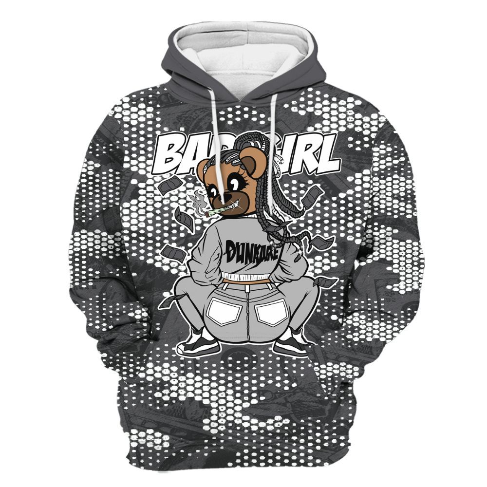 Hoodie To Match White Thunder 4s - Rebellious Girl Bear Banknotes Art All Over Print