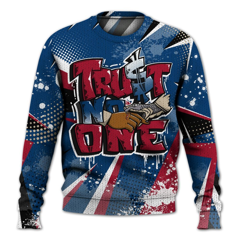 Knitted Sweater To Match Rare Air 4s - Poly Trust No One Dripping