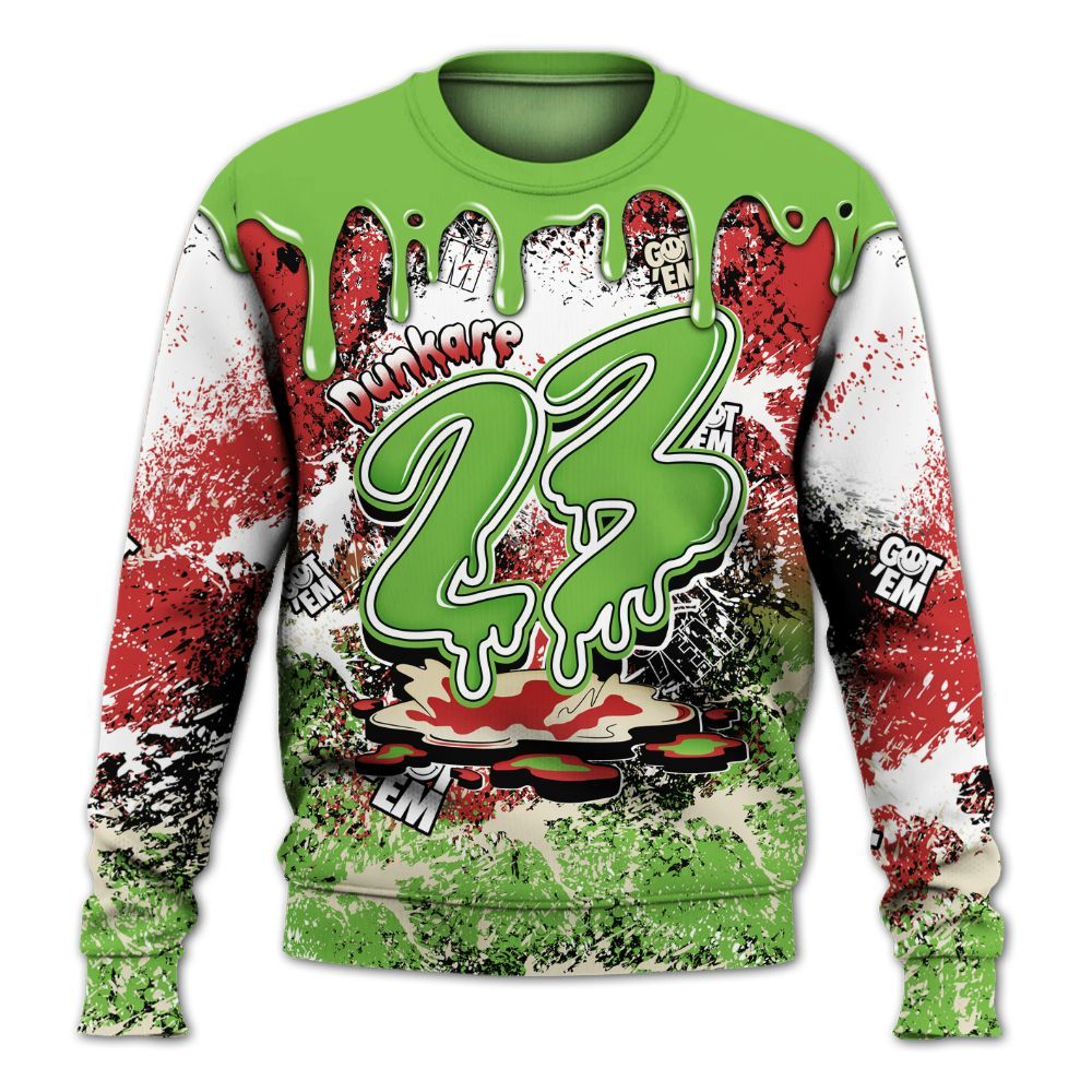 Sweatshirt To Match Air Max Waffle SP Action Green - Dripping 23 Drip All Over Print