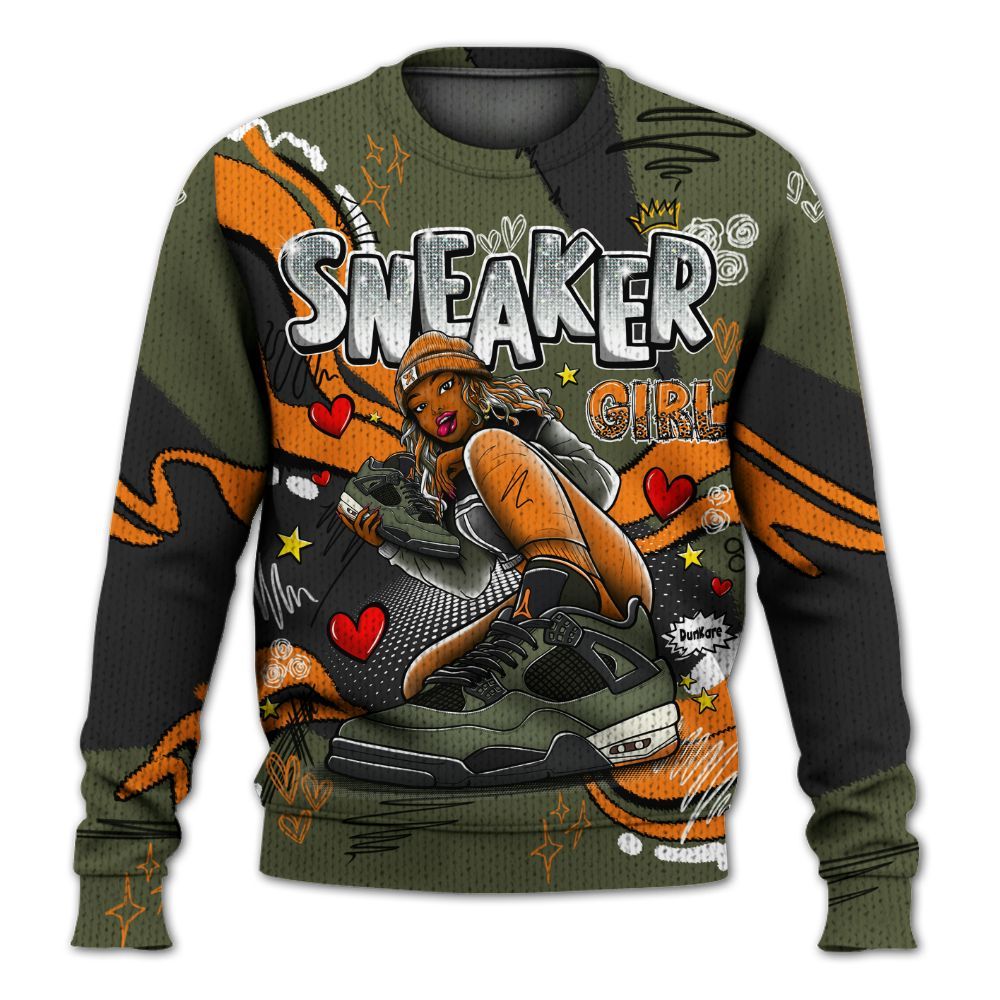 Sweater To Match Retro Undefeated 4s - Sneaker Girl With Shoes Graphic