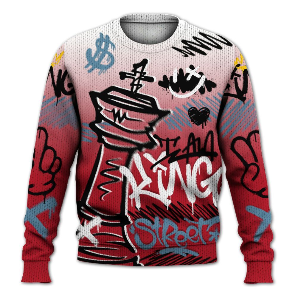 Knitted Sweater To Match Retro Raging Bull 5s - Street King Chess Streetwear