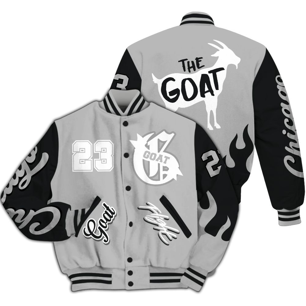 Varsity Jacket To Match Low 85 Metallic Black 1s - The G.O.A.T Flight Streetwear All Over Print