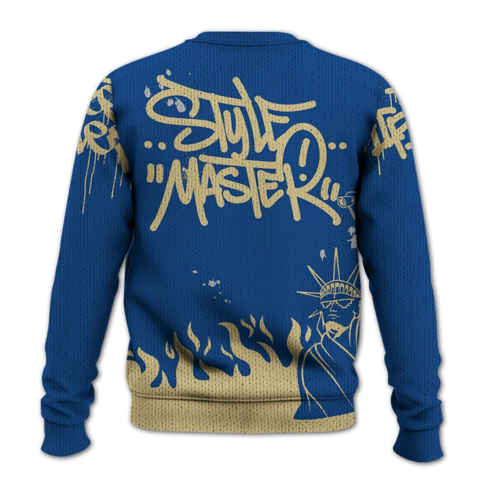 Knitted Sweater To Match Air Ship Royal Blue - Graphic Fck Around Find Out