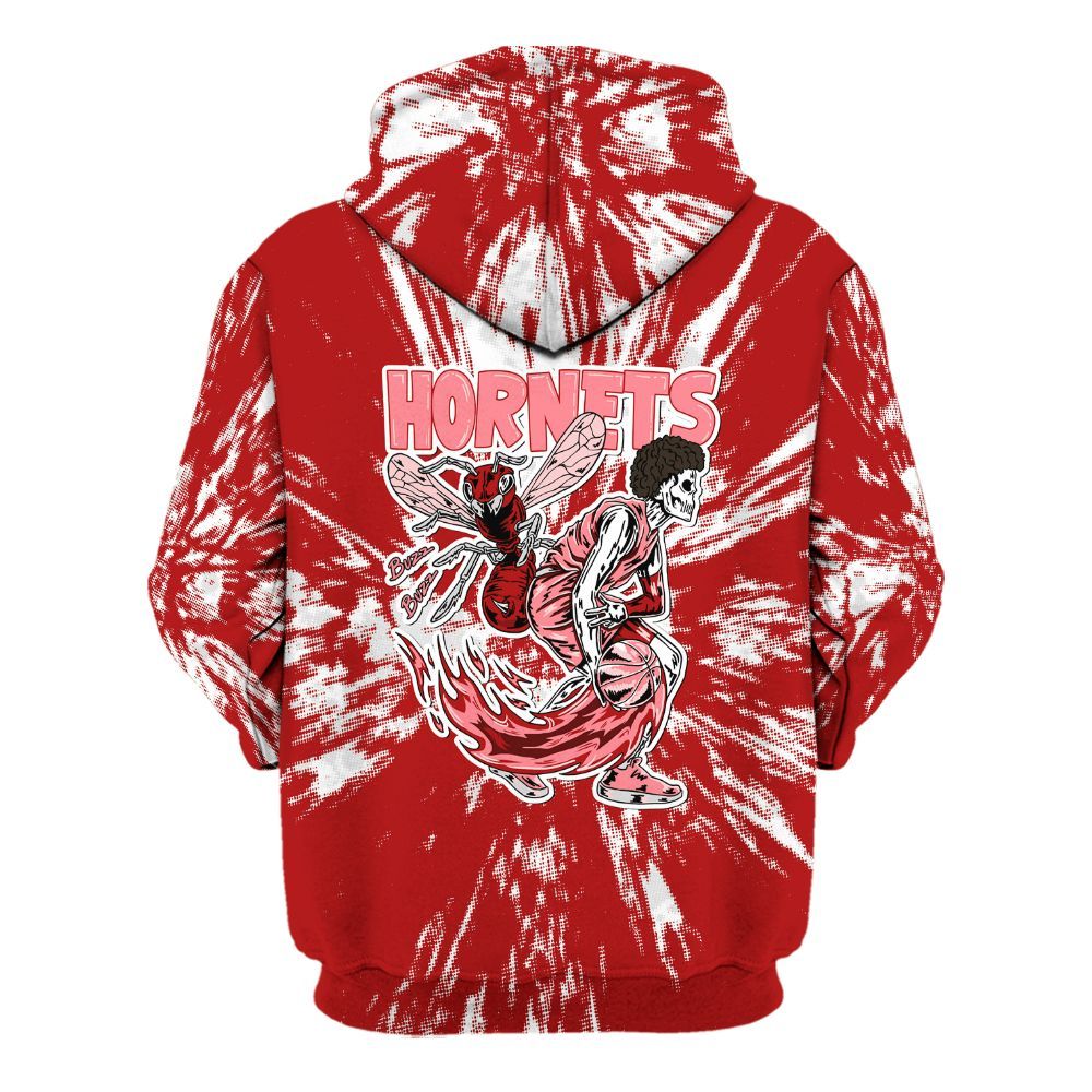 Hoodie To Match Red Taxi 12s - Hornets Skeleton Luxury All Over Print