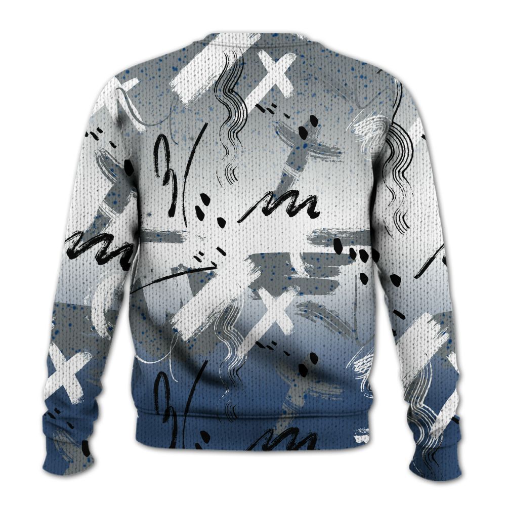 Knitted Sweater To Match Midnight Navy 4s - Money Hustle Grind Pray