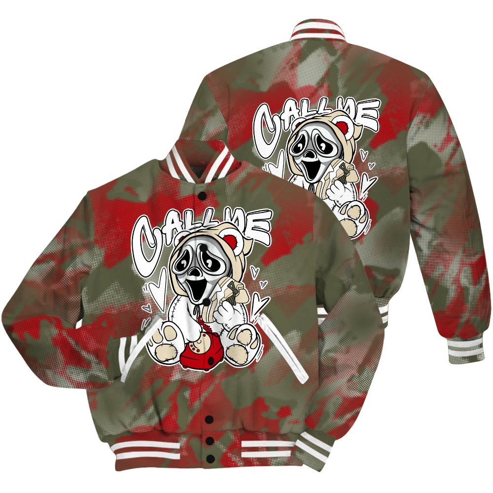 Varsity Jacket To Match Travis Scott Low OG Medium Olive 1s Shirt - Call Me Bear Abstract Halftone All Over Print