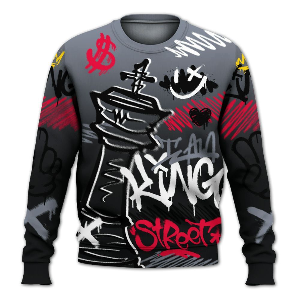 Sweatshirt To Match Mid Black Metallic 1s - Street King Chess Streetwear All Over Print