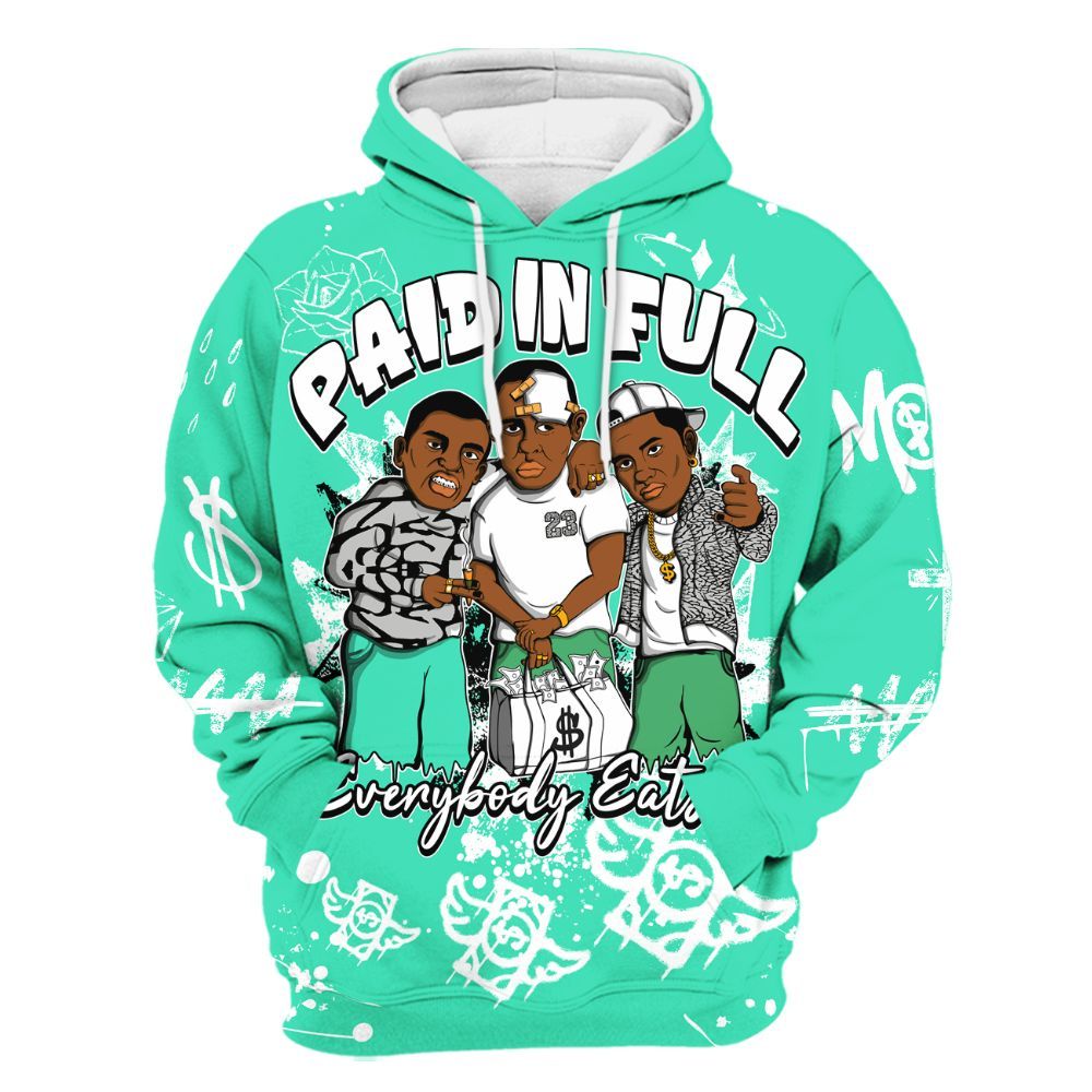 Hoodie To Match Black Green Glow 3s - Everybody Paid In Full Crayon All Over Print