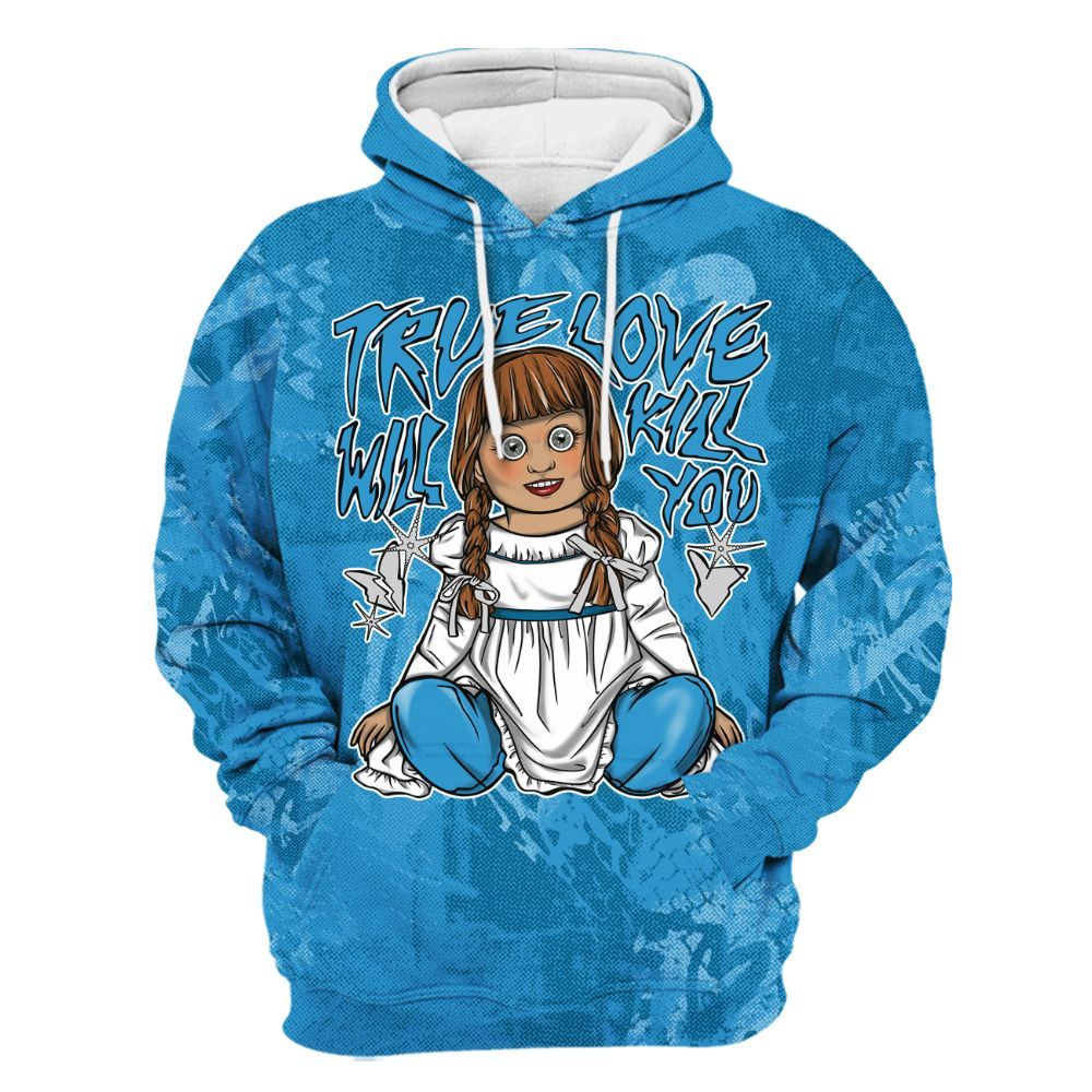 Hoodie To Match Powder Blue 9s - Genuine Loves Bear Heart Grunge All Over Print