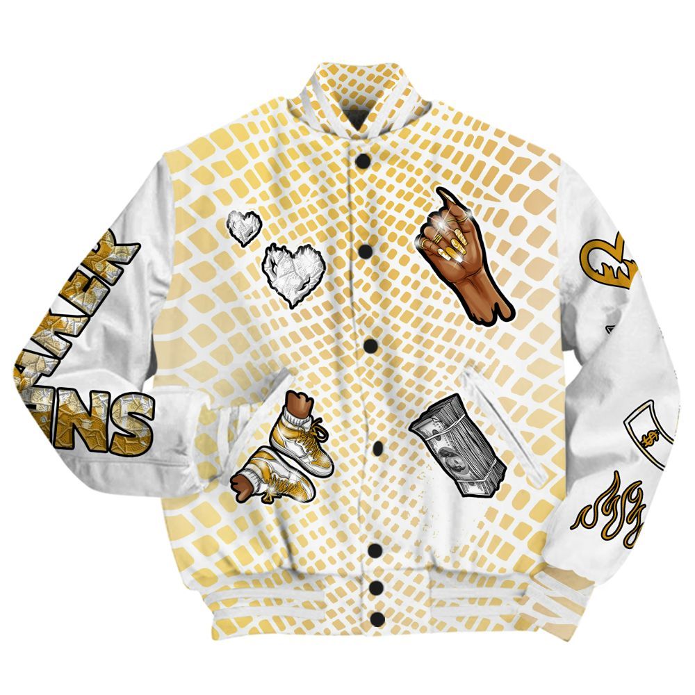 Varsity Jacket To Match Low Yellow Python 11s - Sneakerz Girlz All Over Print