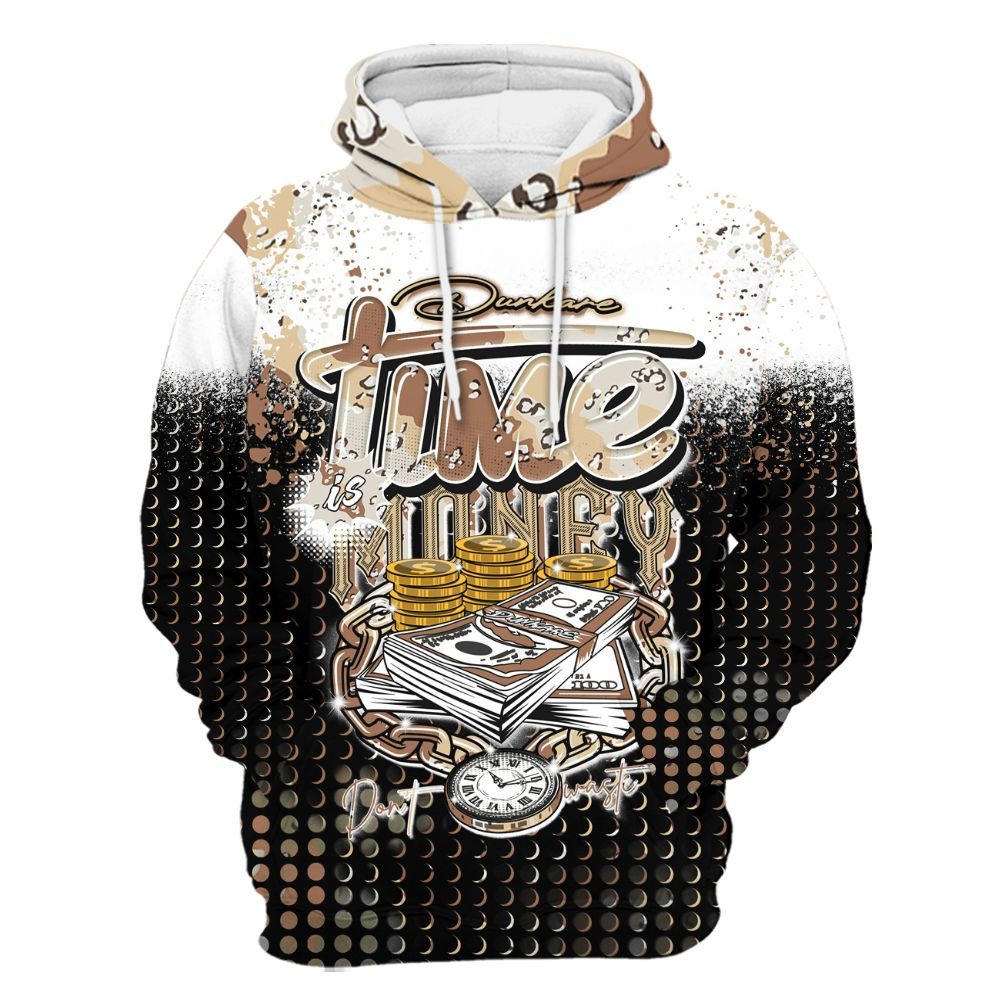 Hoodie To Match Desert Camo 3s - Halftone Time Is Money All Over Print