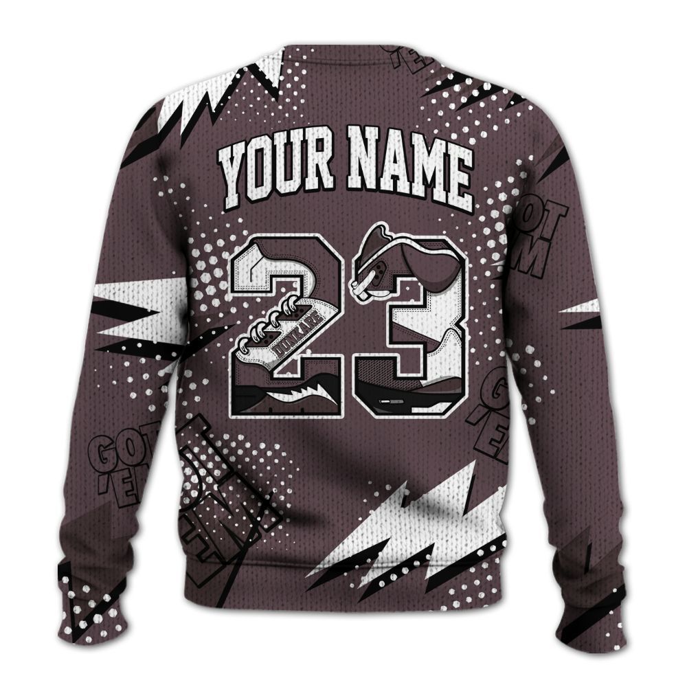 Knitted Sweater To Match AMM Black 3s - Custom Name Number 23 5s