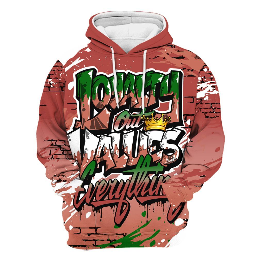 Hoodie To Match Dune Red 13s - Values Of Loyalty Drip All Over Print