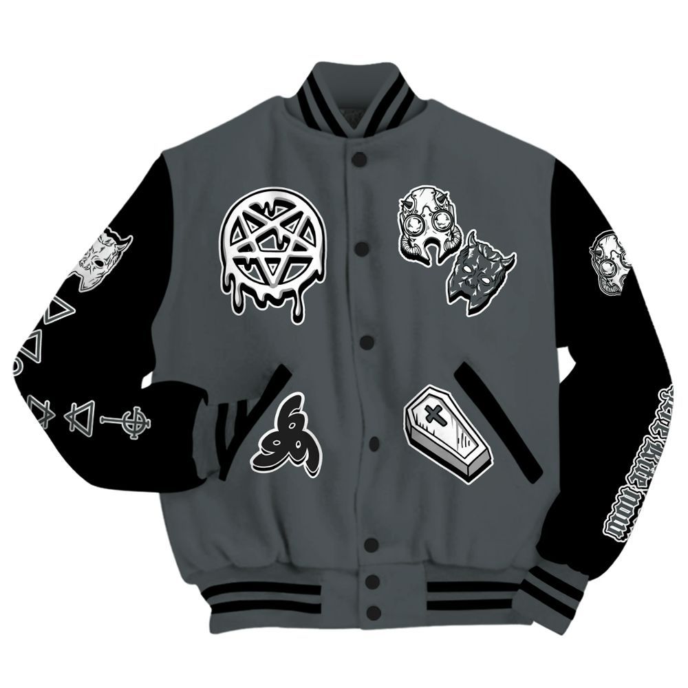 Varsity Jacket To Match Black RM Nigel Sylvester 4s - Apocalypse Skeleton All Over Print