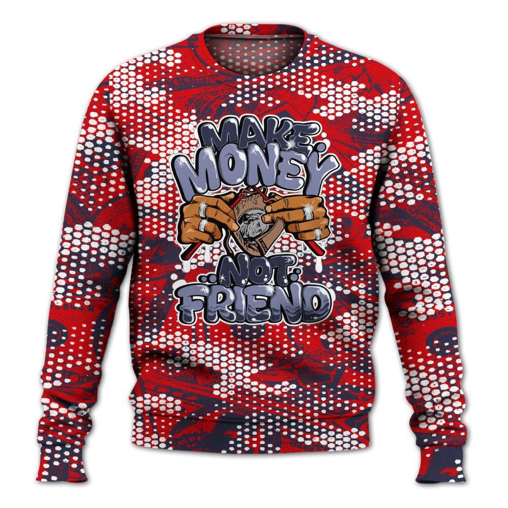 Sweatshirt To Match Low OG Howard Bison 1s - Make Moneys Not Friend Graphic Banknotes All Over Print