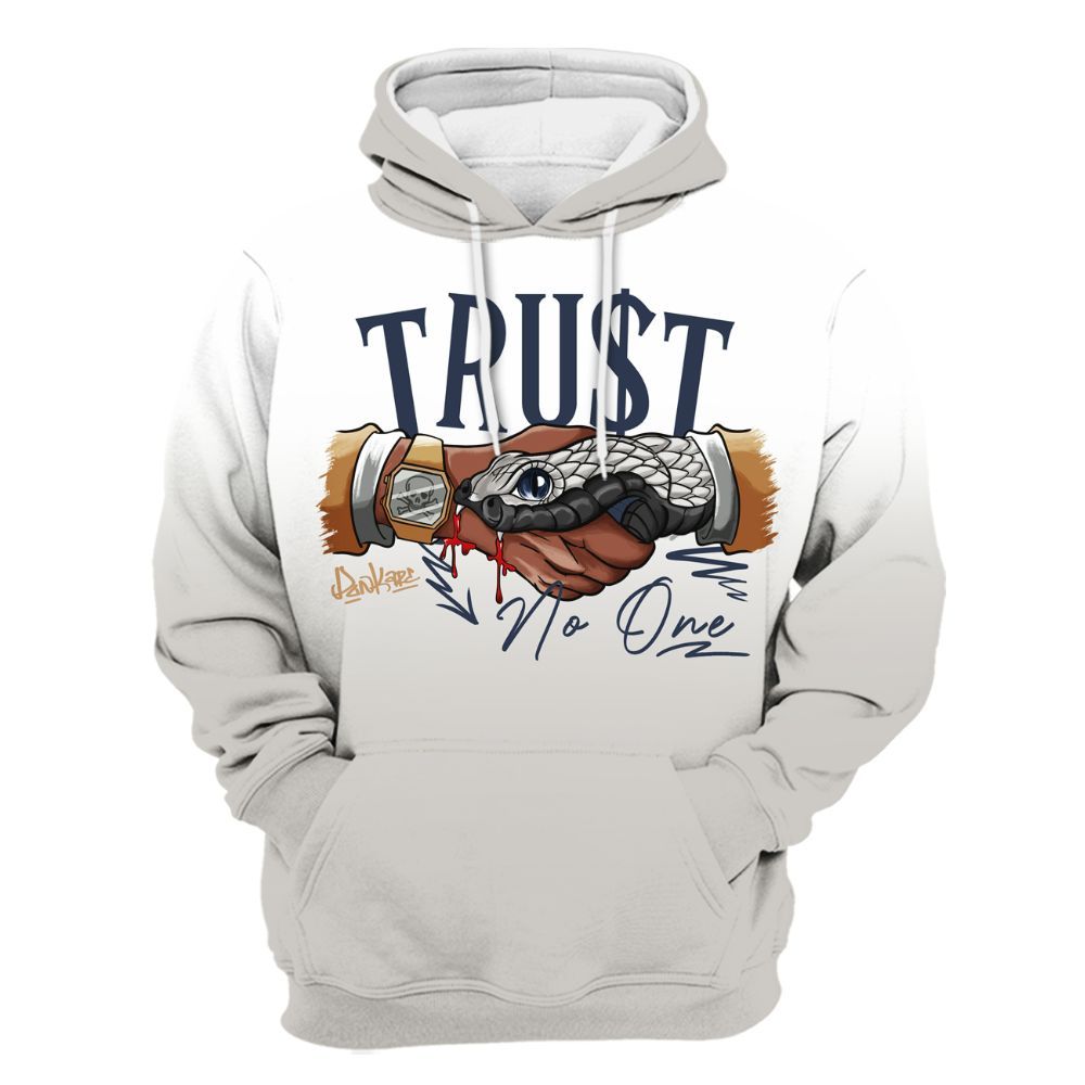 Hoodie To Match Low Navy Grey Gum 1s - Trust No One Drip All Over Print