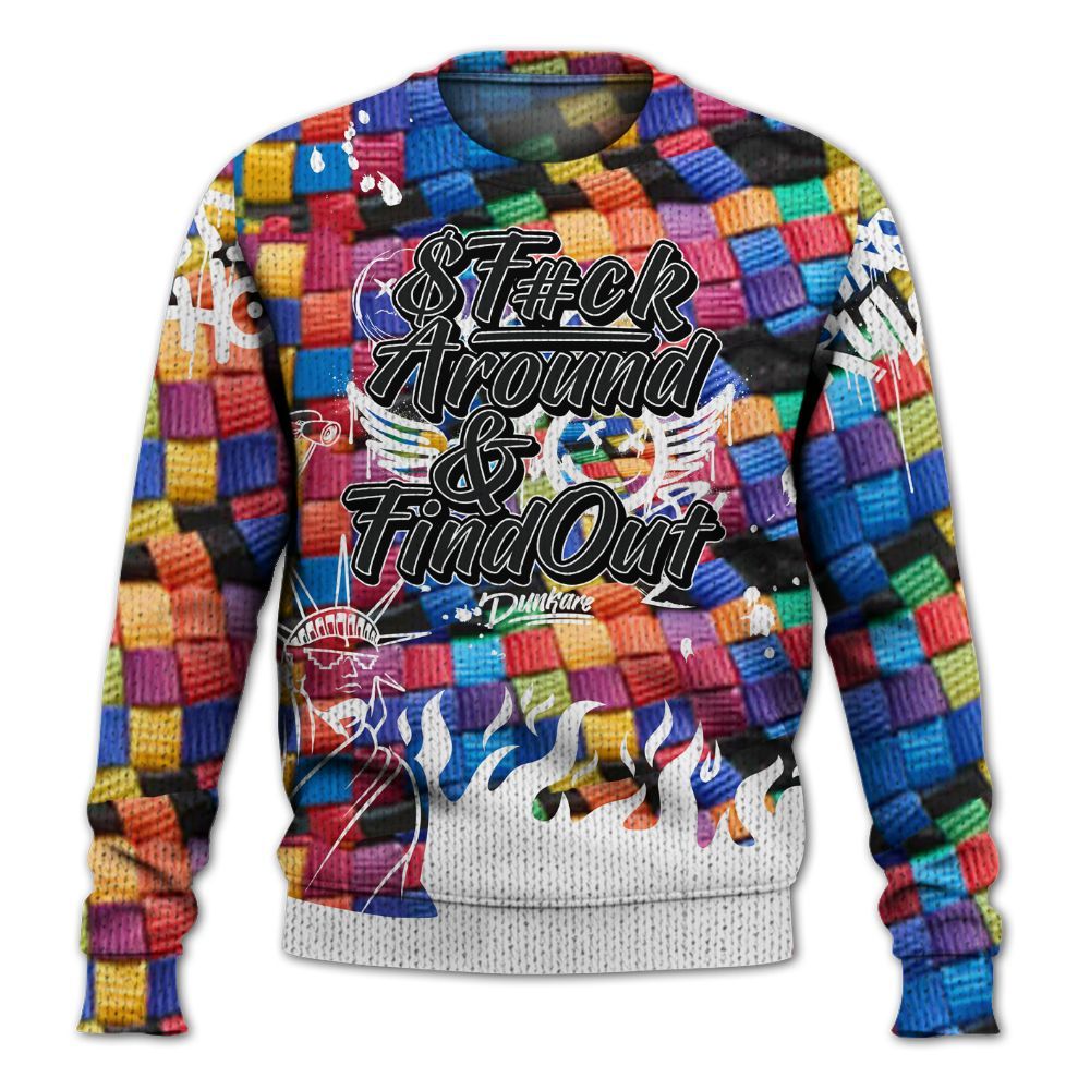Knitted Sweater To Match Air Rainbow Weave - Graphic Fck Around Find Out