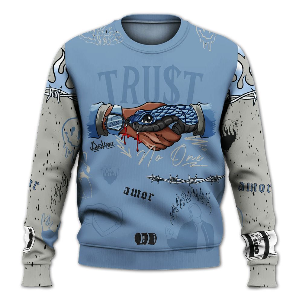 Sweatshirt To Match University Blue 4s - Snake Trust No One All Over Print