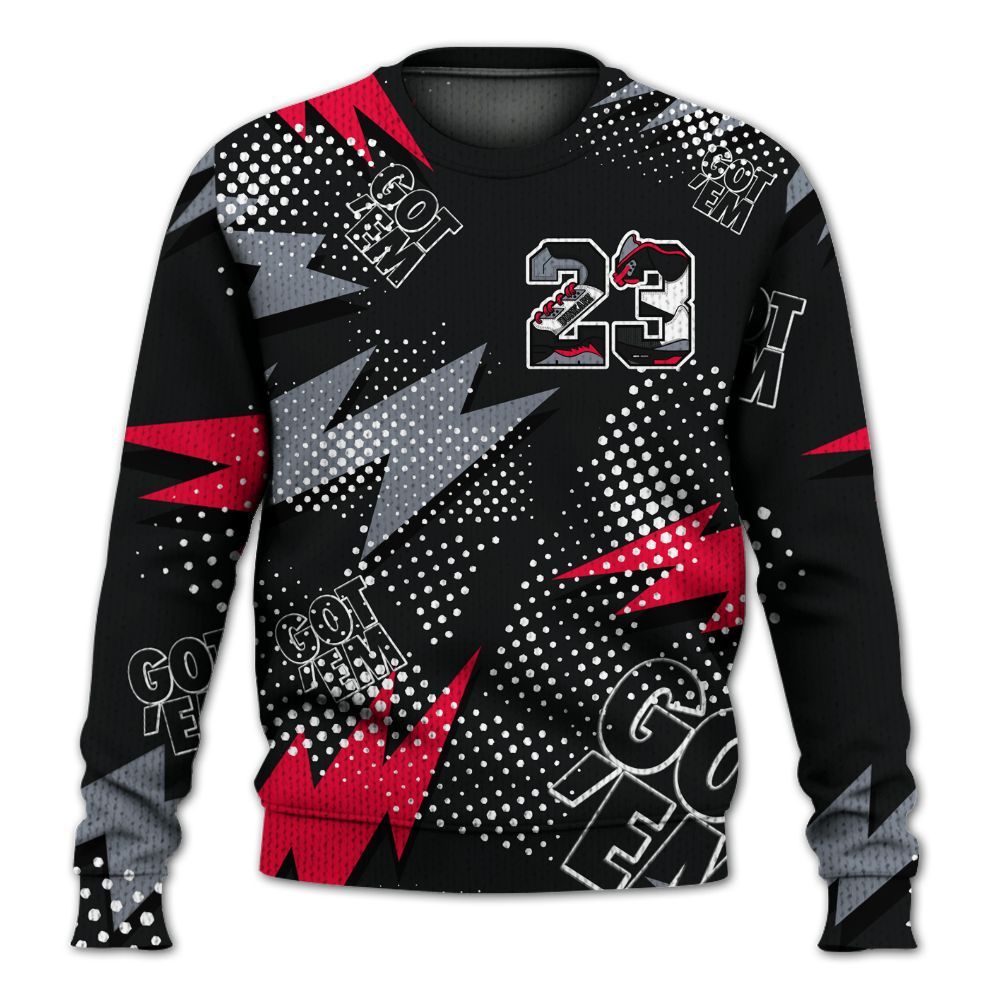 Knitted Sweater To Match Mid Black Metallic 1s - Custom Name Number 23 5s