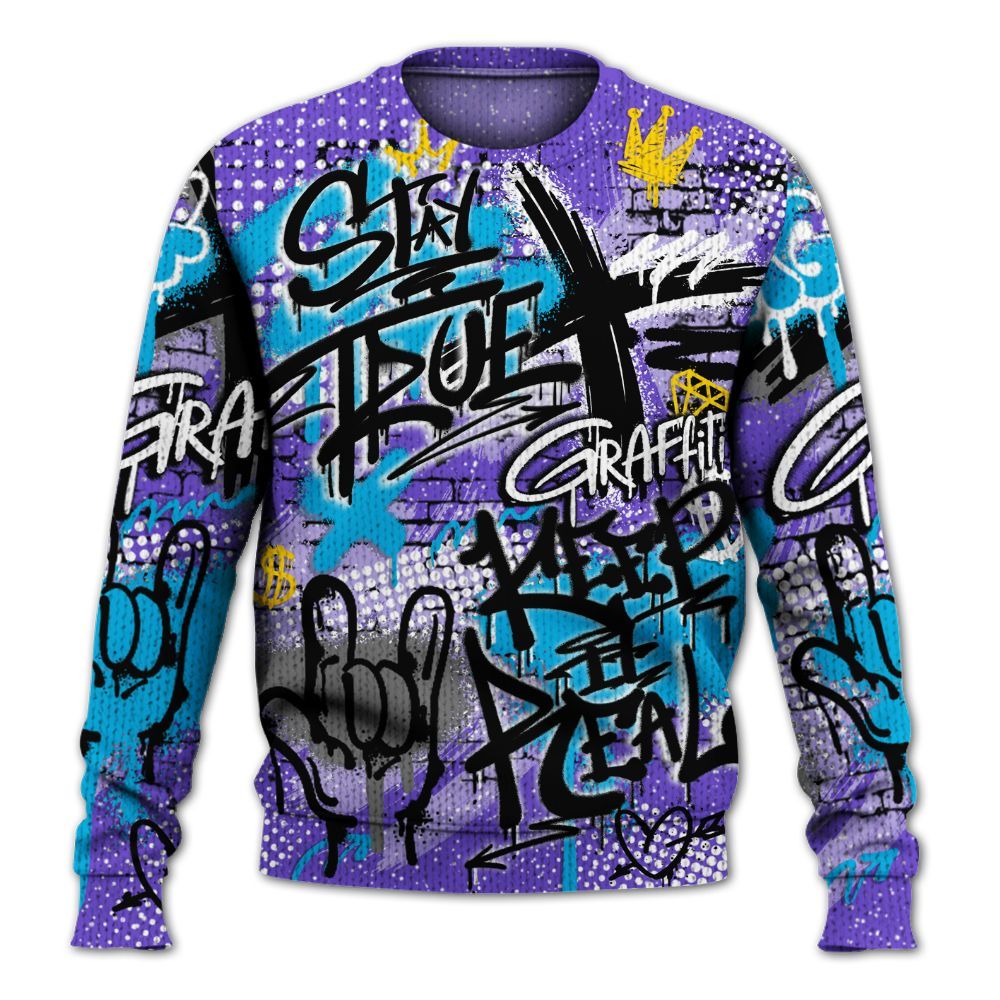 Sweater To Match Retro Aqua 8s - True It Real Graffiti Streetwear Graphic