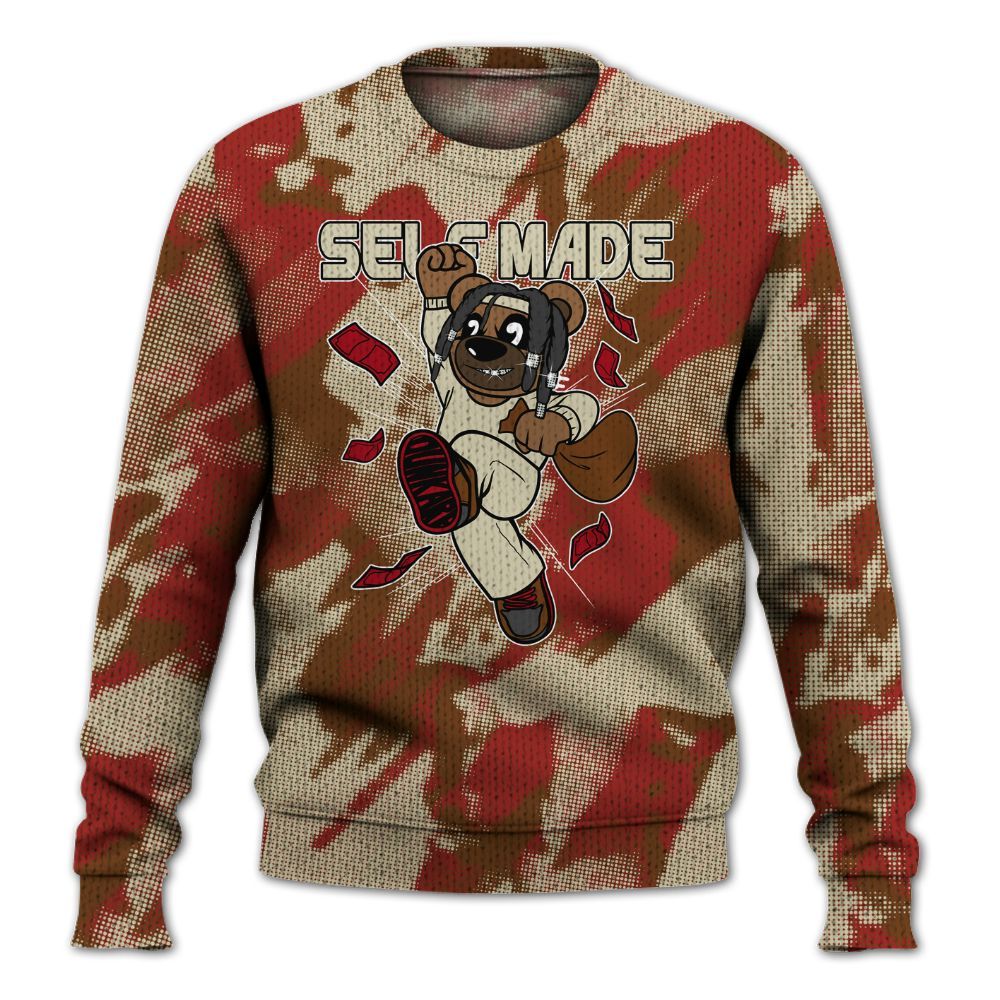 Knitted Sweater To Match Archaeo Brown 5s - Autonomous Bear Abstract Halftone