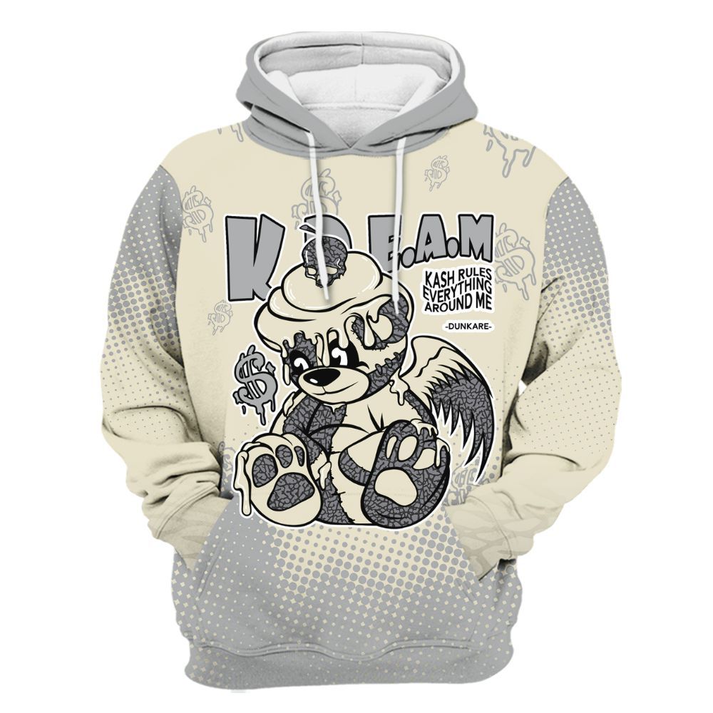 Hoodie To Match Cement Grey 3s - Loot Bear Unique Drip All Over Print