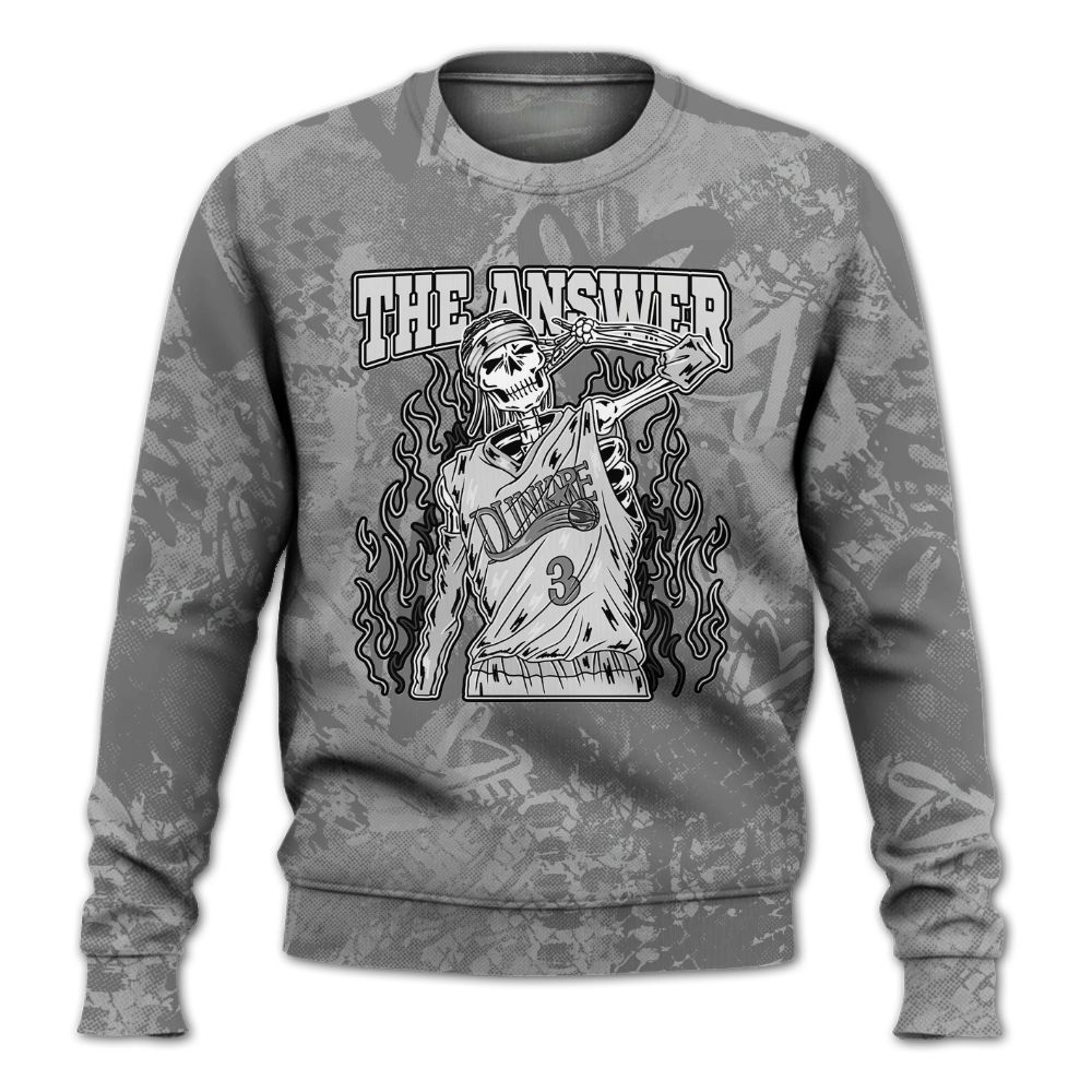 Sweatshirt To Match Black Wolf Grey 12s - Allen Answer Skeleton Heart All Over Print