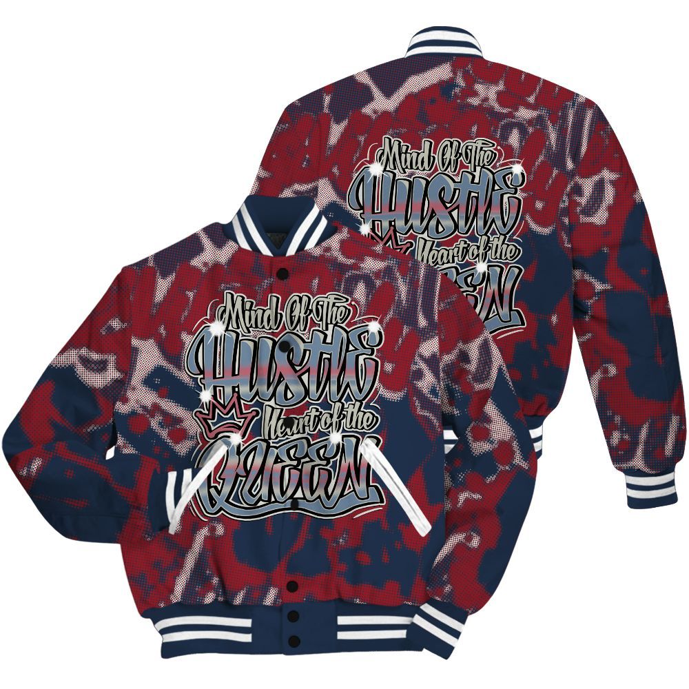 Varsity Jacket To Match Navy Blue 2024 6s Shirt - Hustles Heart Queens Street All Over Print