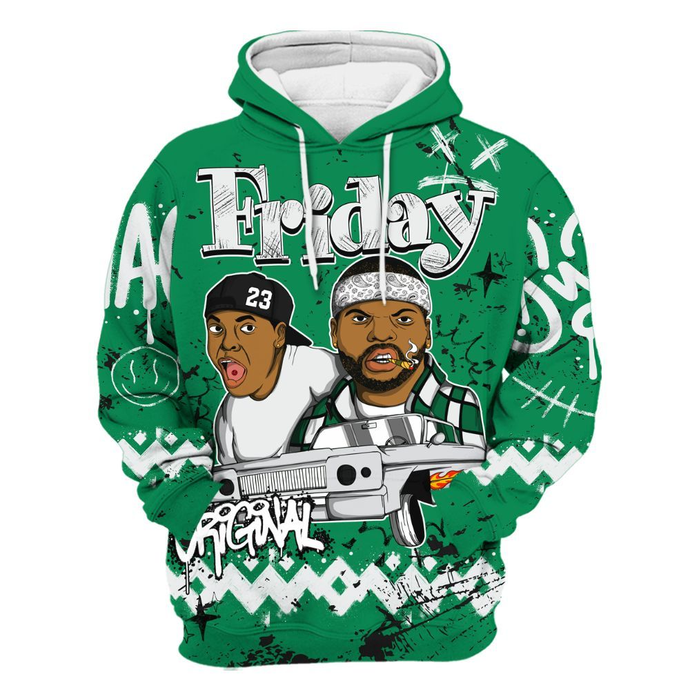 Hoodie To Match Mid Lucky Green 1s - Friday Sneaker Crayon All Over Print