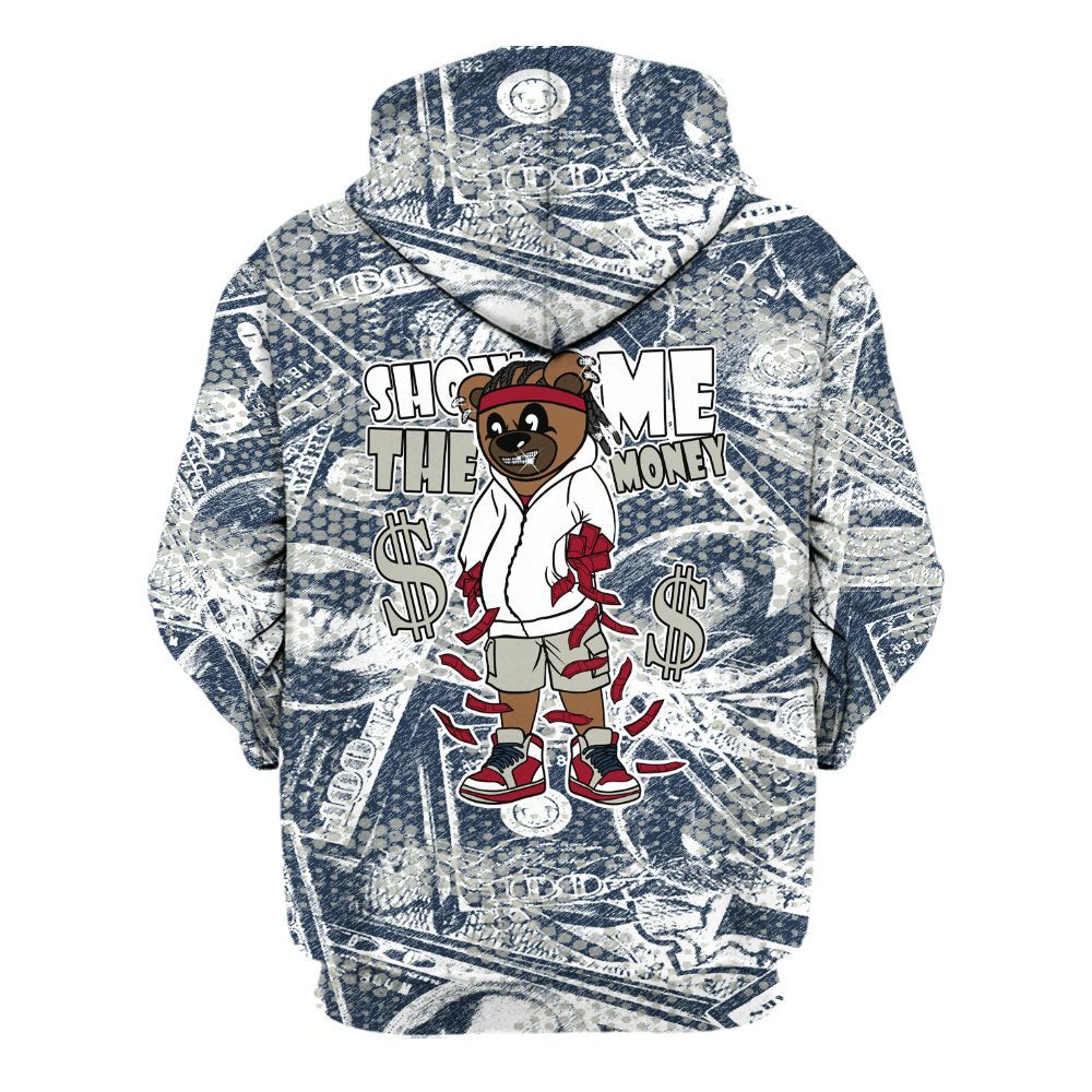 Hoodie To Match White Midnight Navy 6s - Show Me Bear Banknotes Art All Over Print