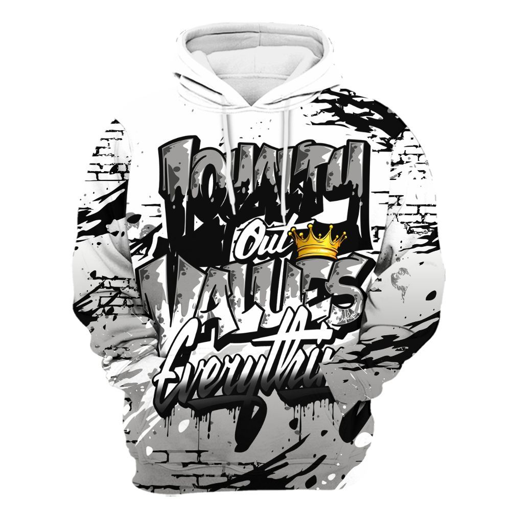 Hoodie To Match OG Steel Grey 10s - Values Of Loyalty Drip All Over Print