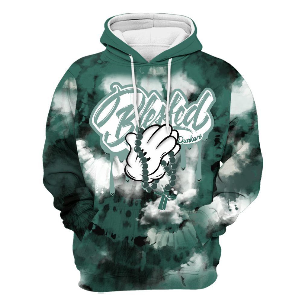 Hoodie To Match RM Oxidized Green 4s - God Blessed Tie Dye All Over Print
