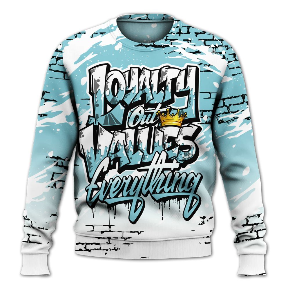 Sweatshirt To Match Low Legend Blue 11s - Values Of Loyalty Drip All Over Print