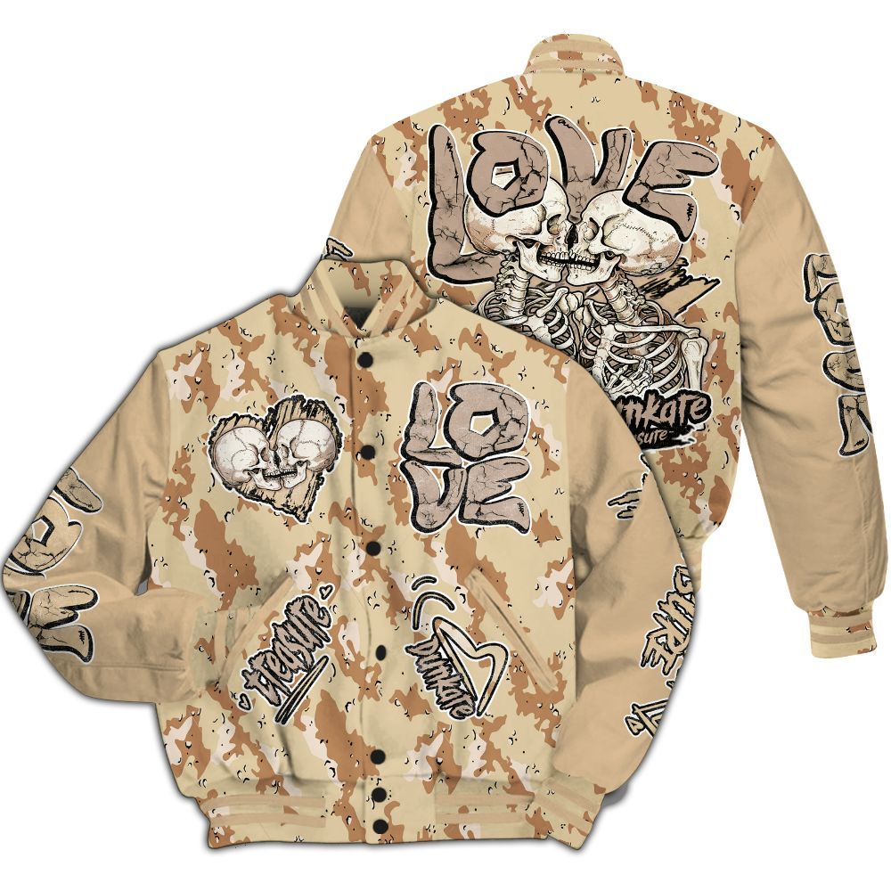 Varsity Jacket To Match Desert Camo 3s - Skull Bear All Over Print