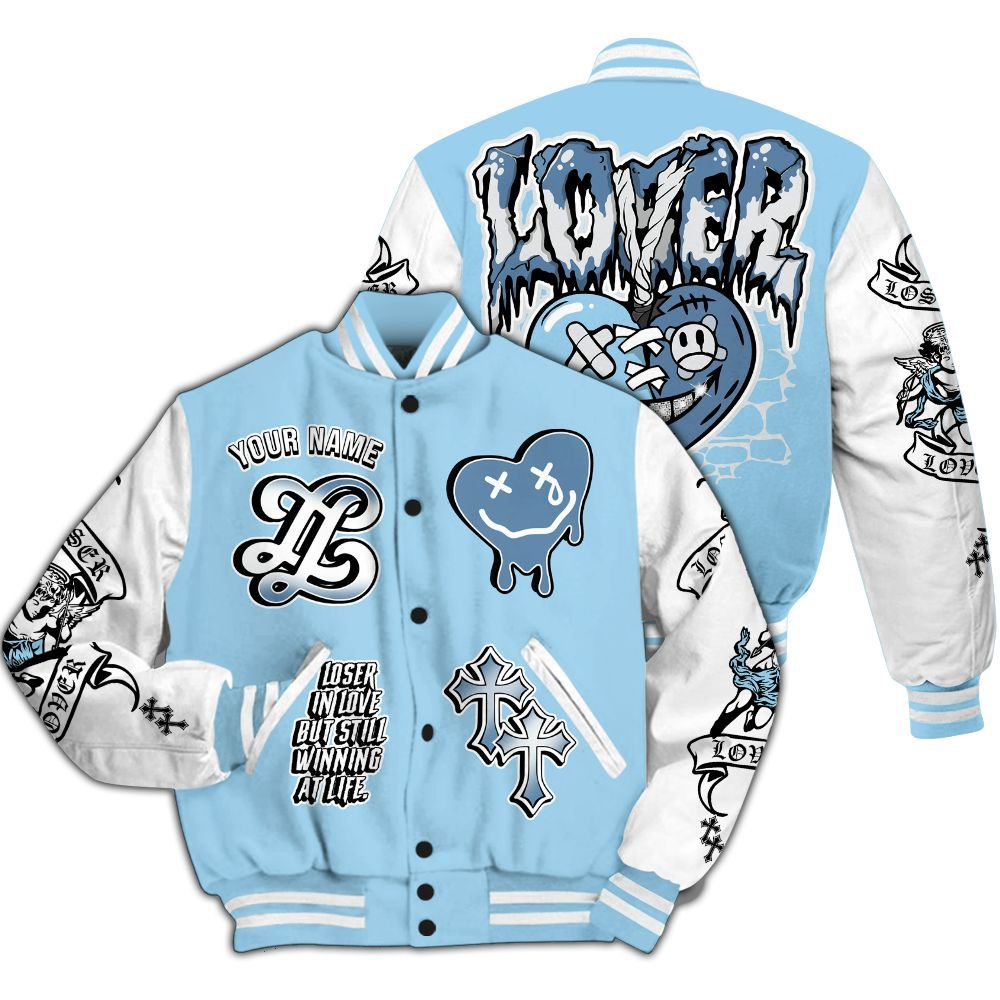 Varsity Jacket To Match Legend Blue 11s - LOVER LOSER Custom Name Baseball Varsity Jacket All Over Print