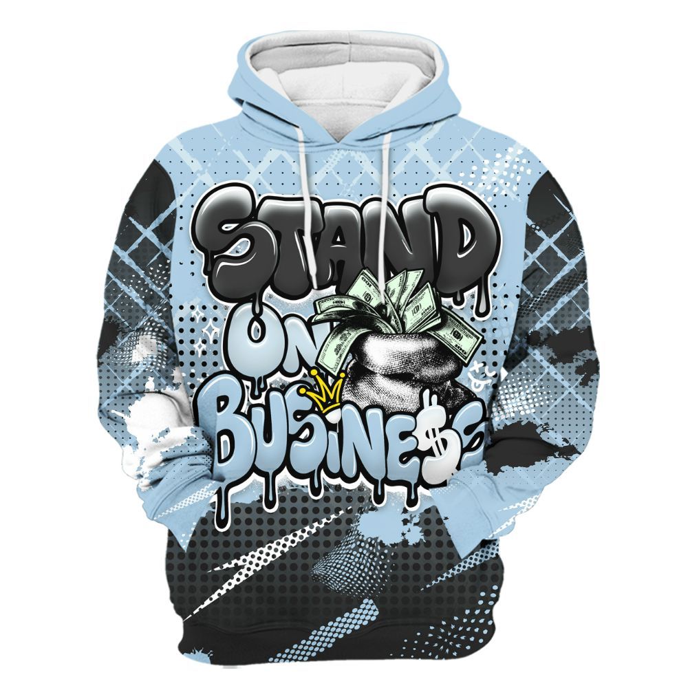 Hoodie To Match Foamposite One Psychic Blue - Halftone Stand Business Drip All Over Print
