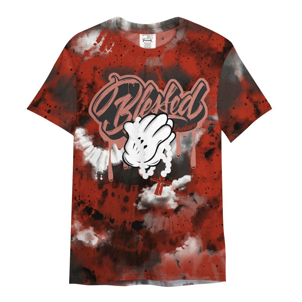 Shirt To Match Red Cement 4s - God Blessed Tie Dye All Over Print