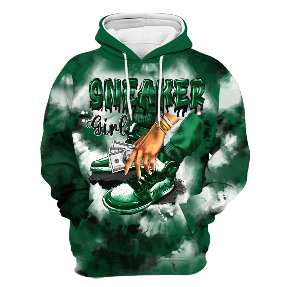 Hoodie To Match High Gorge Green 1s - SNEAKER Girl Money Drip Tie Dye All Over Print