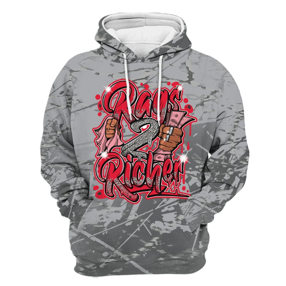 Hoodie To Match Black Cement 3s - Rag 2 Rich Graphic All Over Print