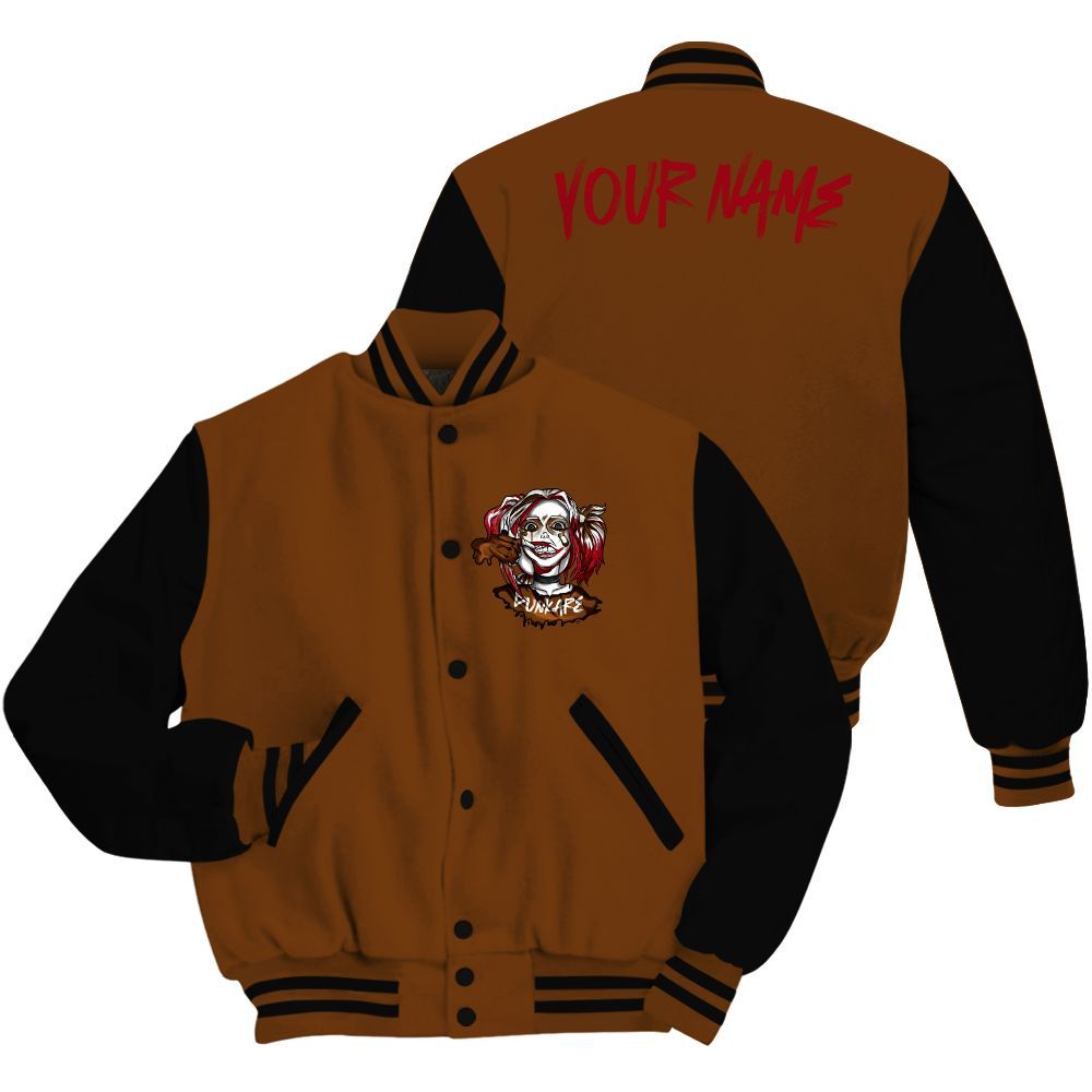 Varsity Jacket To Match Archaeo Brown 5s - Custom Name Bad Girl HAHA All Over Print