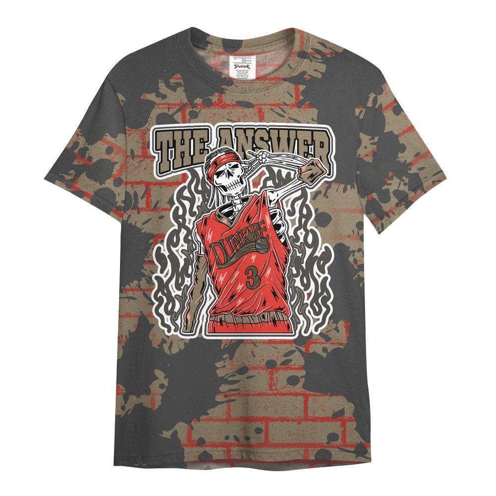 Shirt To Match Olive 9s - Allen Answer Skeleton Brick All Over Print