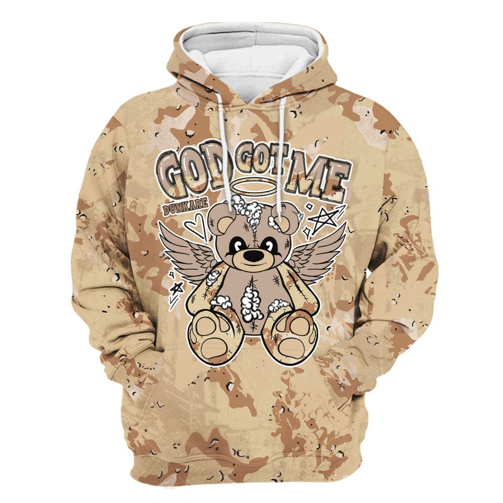Hoodie To Match Desert Camo 3s - Gods Guides Me Bear Heart Grunge All Over Print