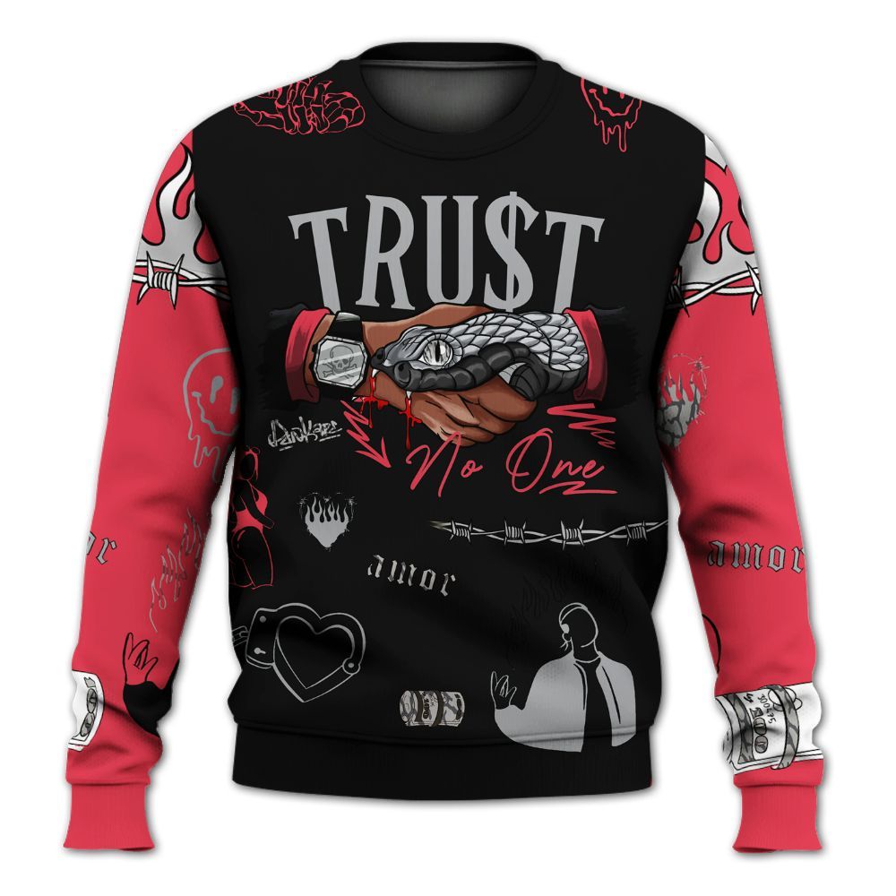 Sweatshirt To Match Black Cement 3s - Snake Trust No One All Over Print