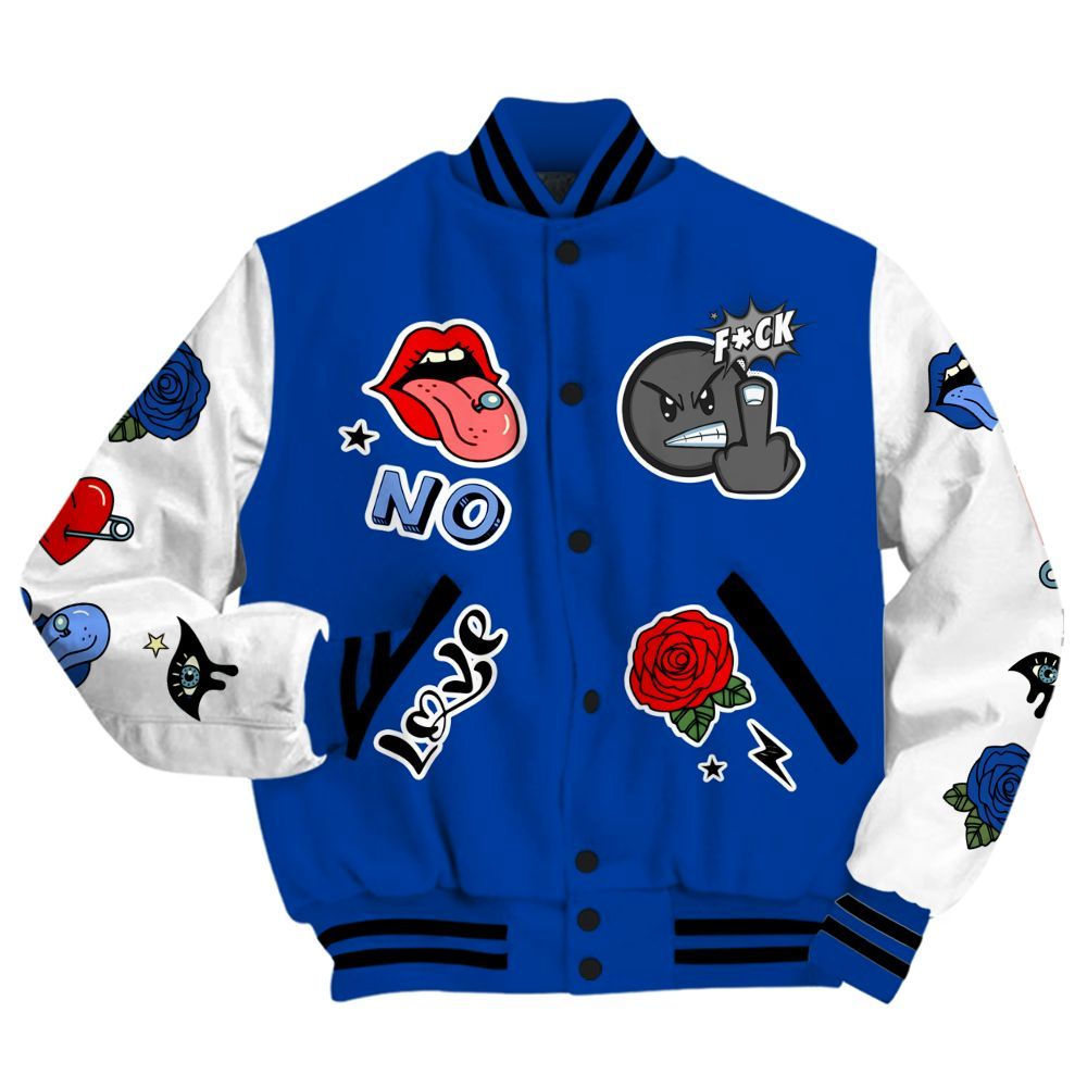 Varsity Jacket To Match Hyper Royal 12s - FK Around Find Out All Over Print
