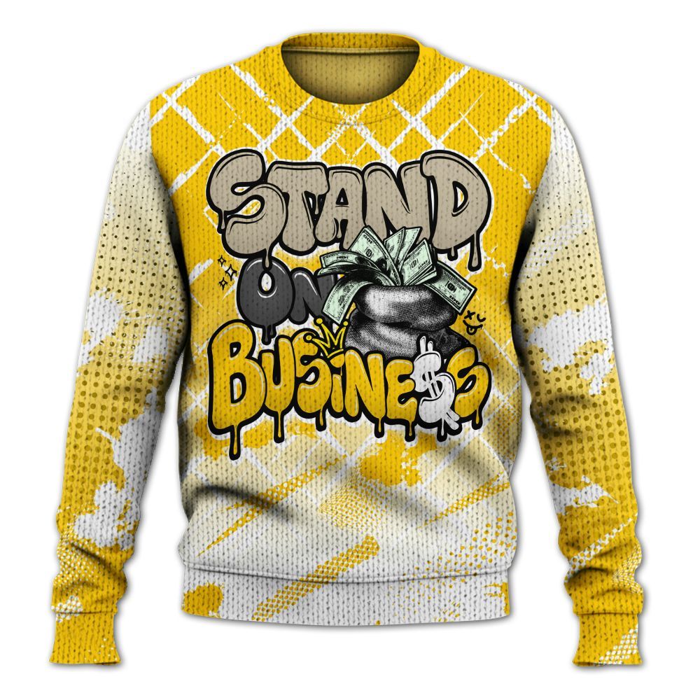 Knitted Sweater To Match Vivid Sulfur 4s - Halftone Stand Business Dripping